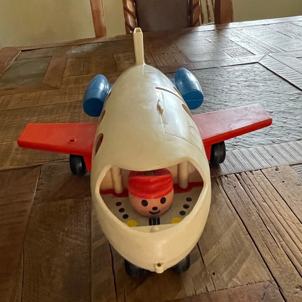 Vintage 70s FISHER PRICE Little People Fun Toy Jet Airplane Plane USA